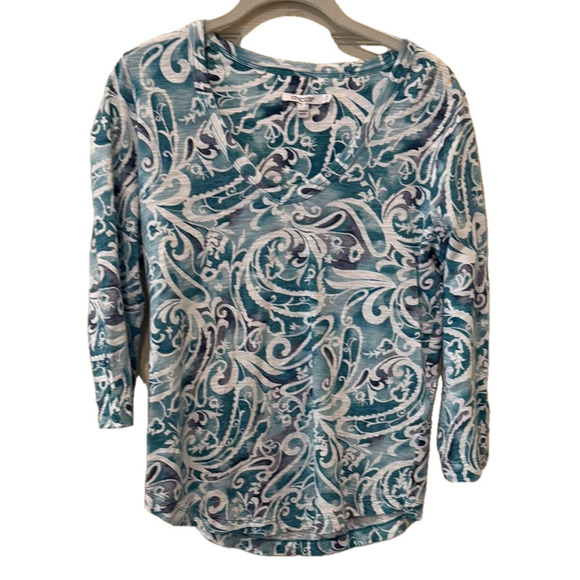 Chico's Tops - Chicos blue paisley 3/4 sleeve top, size 0 🔵